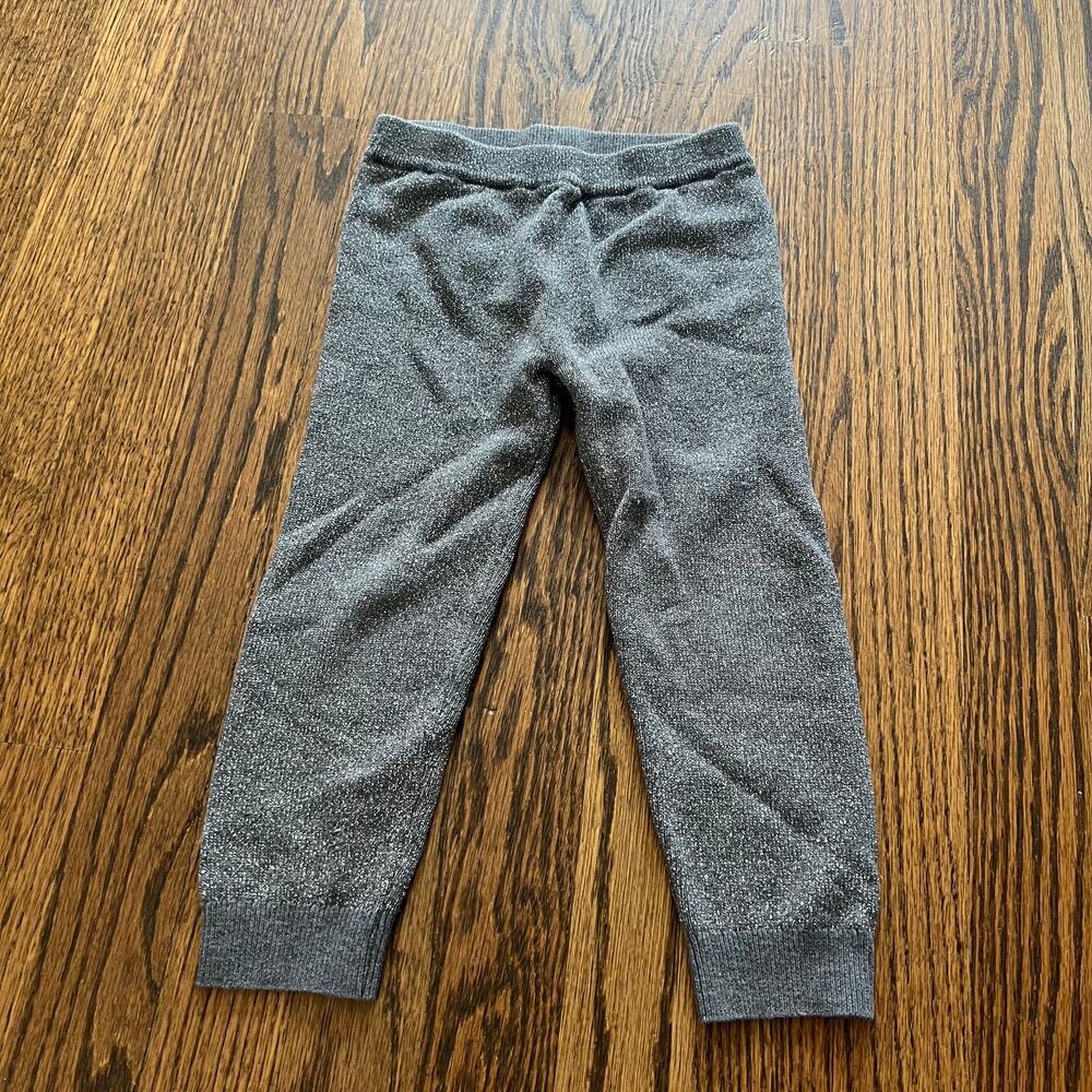 Baby Gap Girl's Thick Knit Dark Gray Glitter Sparkle Winter Cozy Leggings - 3